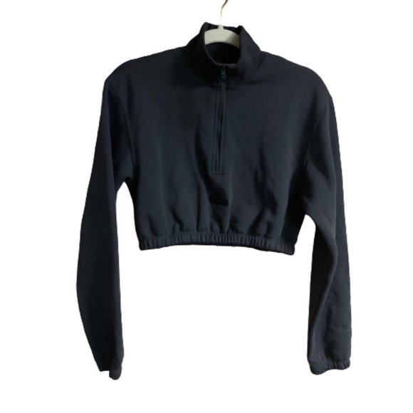 Adidas Cropped Half Zip Small Streetwear Women's Cotton Blend Sweatshirt  EUC - Picture 3 of 16